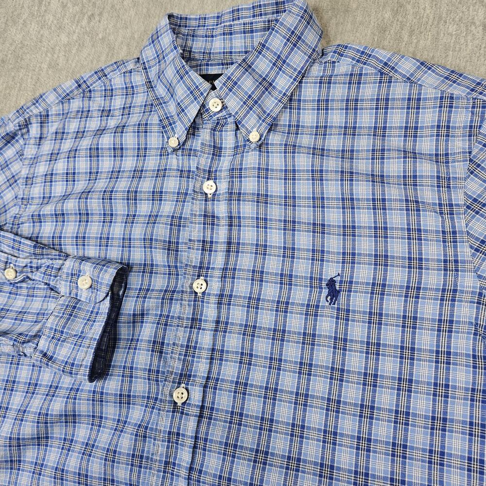 Ralph Lauren Shirt Mens Medium Blue Plaid Button Down Long Sleeve Pony